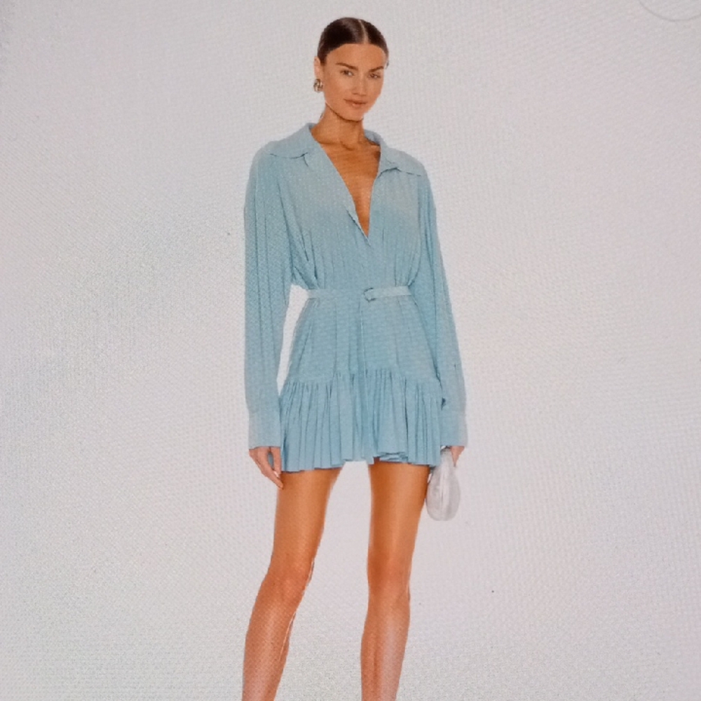 Norma Kamali Powder Blue Boyfriend Shirt Dress